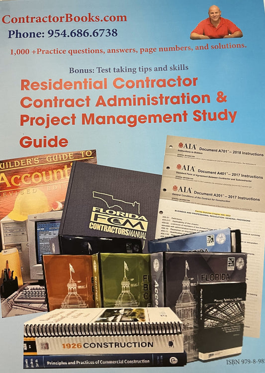 $149 Residential Contractor Project Management and Contract Administration Study Guides